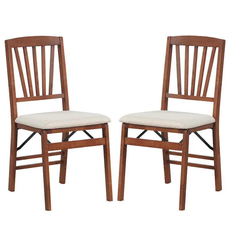 Costway 2/4 Set Kitchen Chairs with Rubber Wood Frame Upholstered Seat