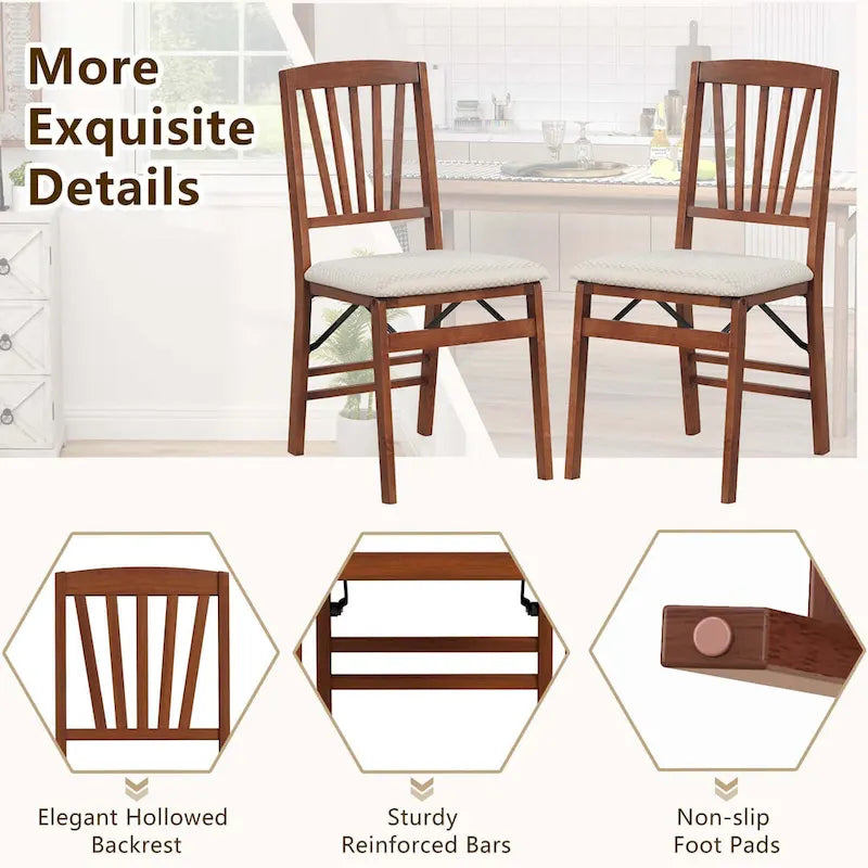 Chaises de cuisine avec cadre en bois d'hévéa et assise rembourrée