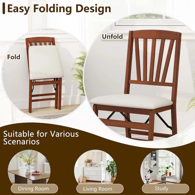 Chaises de cuisine avec cadre en bois d'hévéa et assise rembourrée