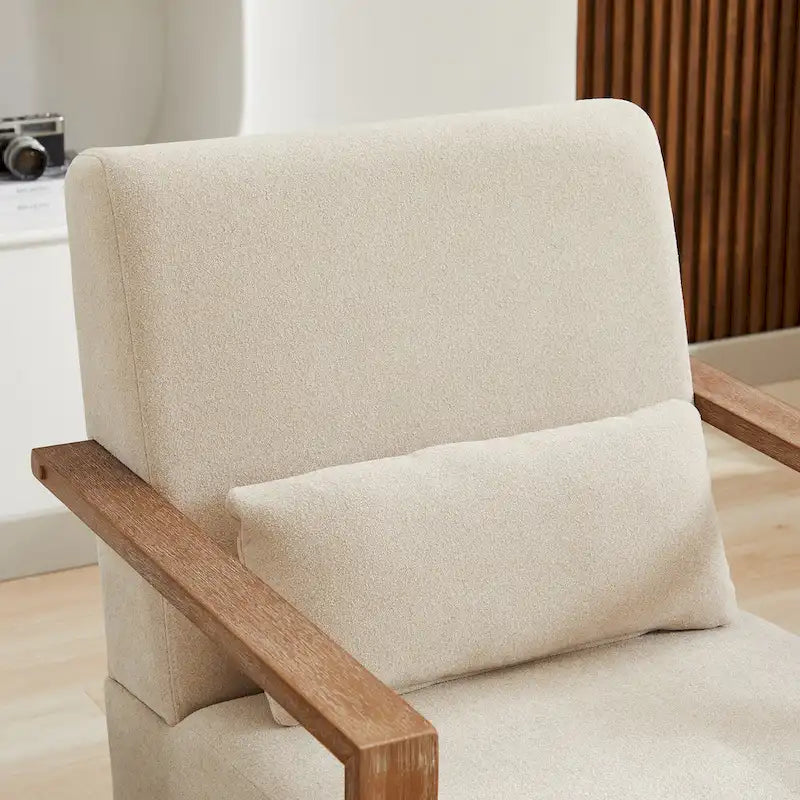 Fauteuil d'appoint pivotant à 360 degrés avec accoudoirs et piètement en bois massif
