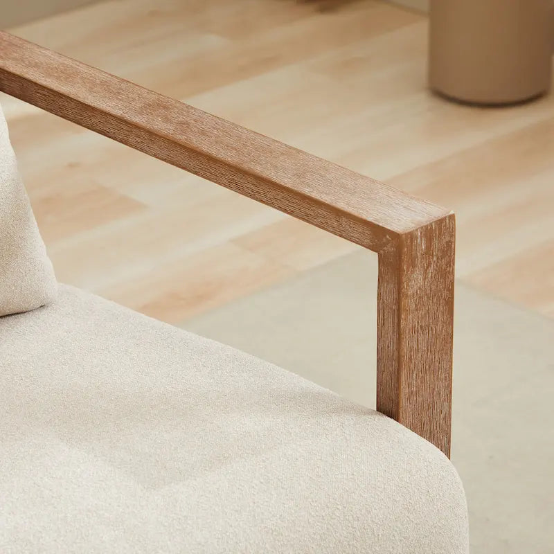 Fauteuil d'appoint pivotant à 360 degrés avec accoudoirs et piètement en bois massif