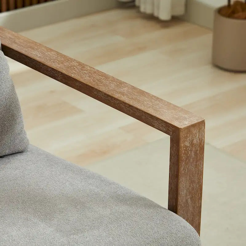 Fauteuil d'appoint pivotant à 360 degrés avec accoudoirs et piètement en bois massif