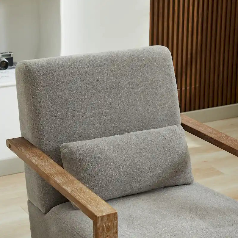 Fauteuil d'appoint pivotant à 360 degrés avec accoudoirs et piètement en bois massif