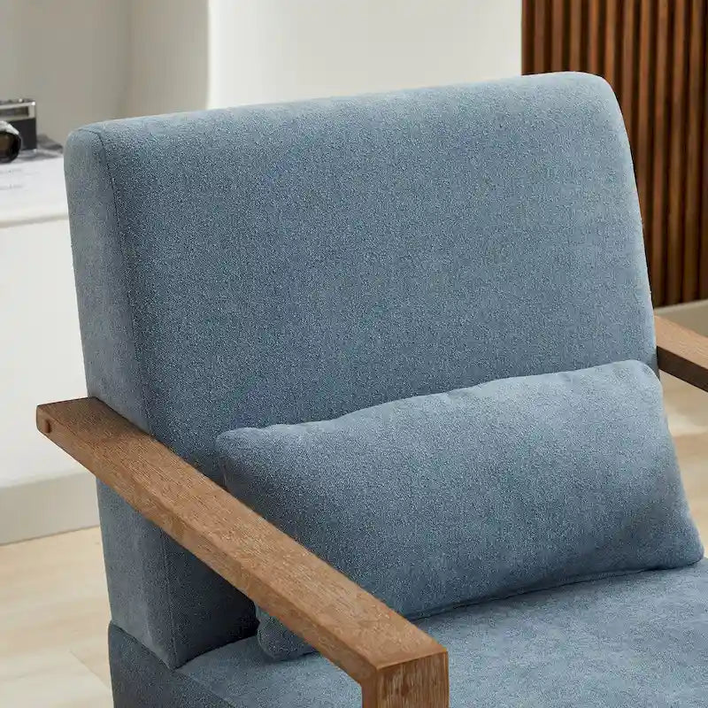 Fauteuil d'appoint pivotant à 360 degrés avec accoudoirs et piètement en bois massif