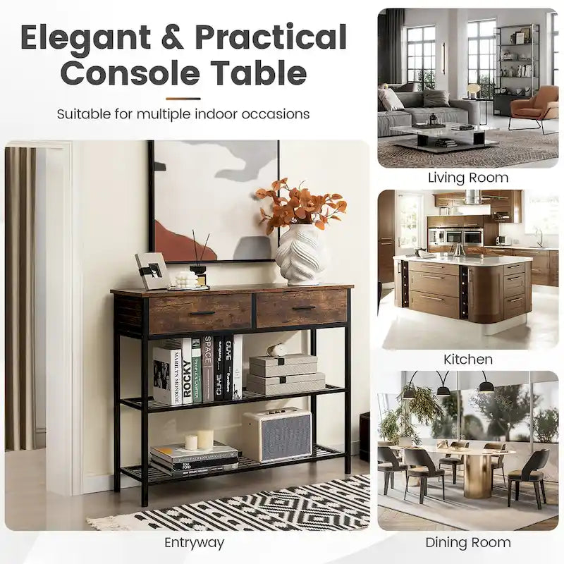 Table console d'entrée avec 2 tiroirs pour salon/entrée
