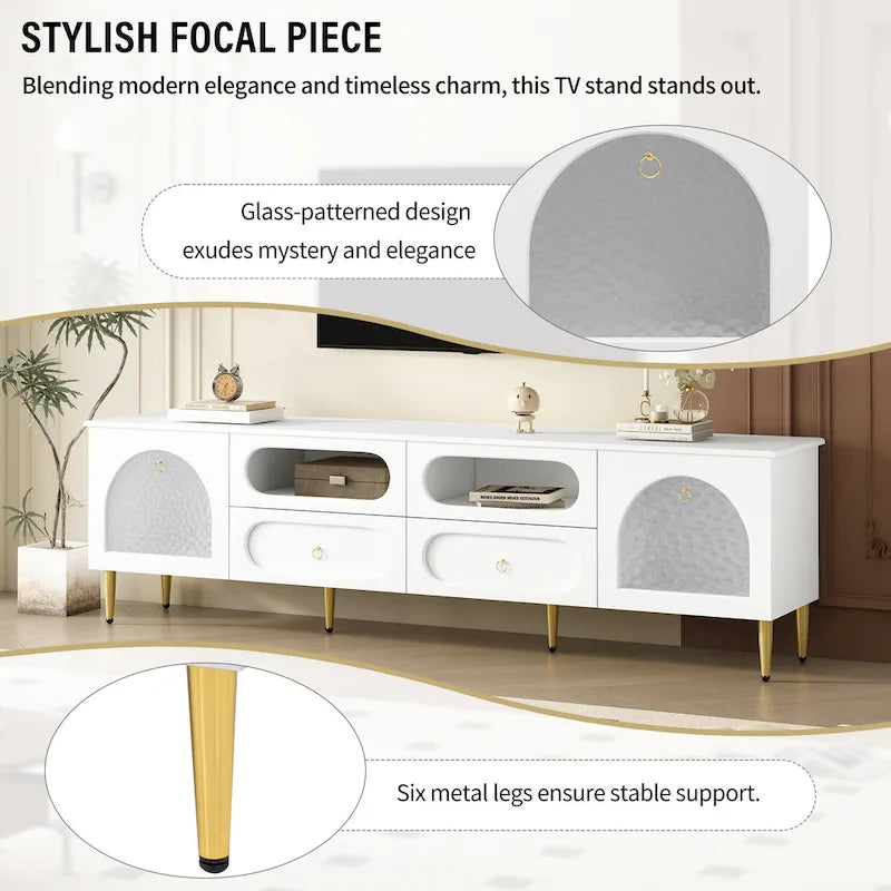 Meuble TV rétro, meuble console média avec six pieds métalliques