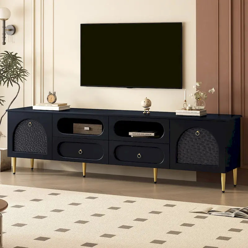 Meuble TV rétro, meuble console média avec six pieds métalliques