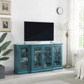 Meuble TV moderne bleu sarcelle 62 po avec grand plateau et 6 tablettes