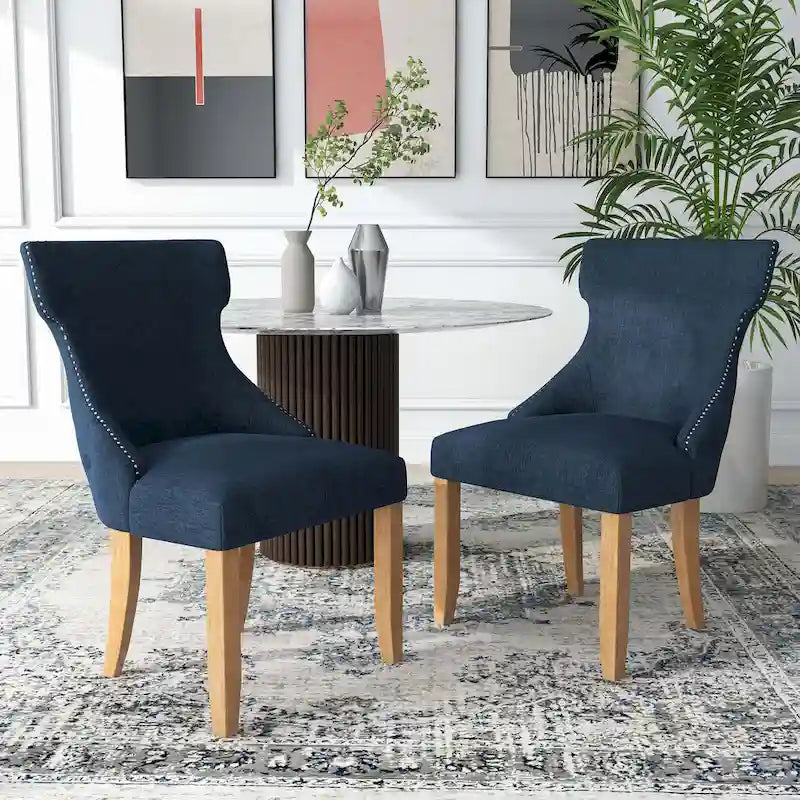 Chaises d'appoint contemporaines en bois à dossier haut capitonné