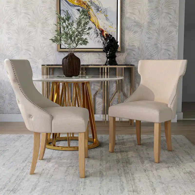 Chaises d'appoint contemporaines en bois à dossier haut capitonné