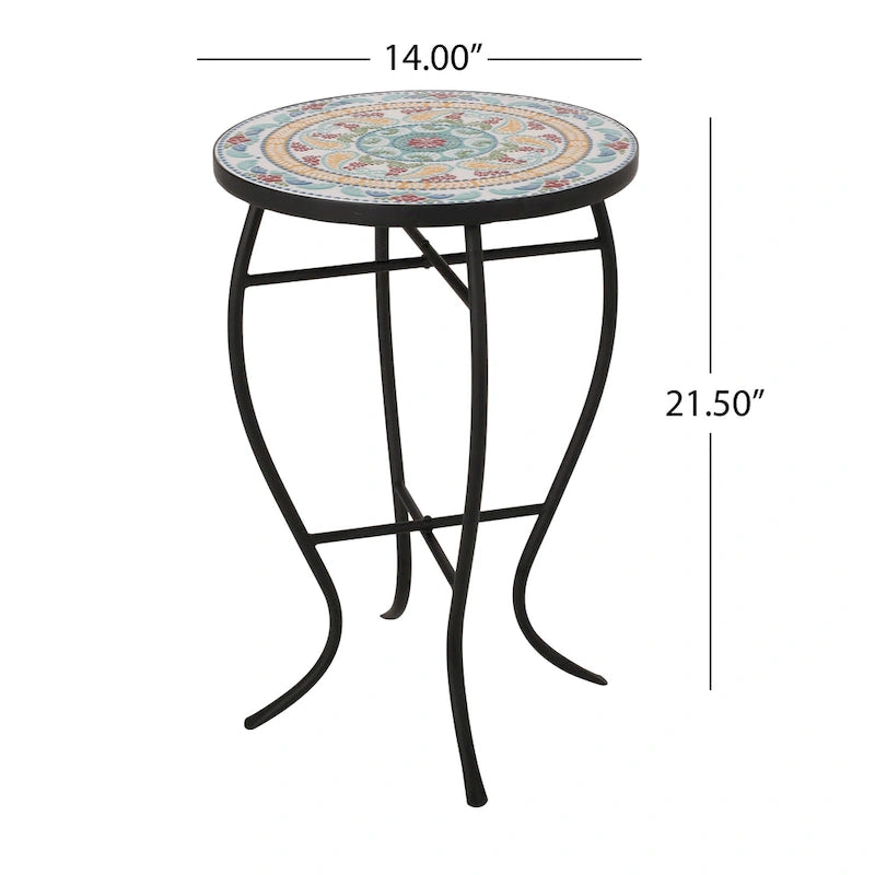 Table d'appoint d'intérieur avec plateau en carrelage