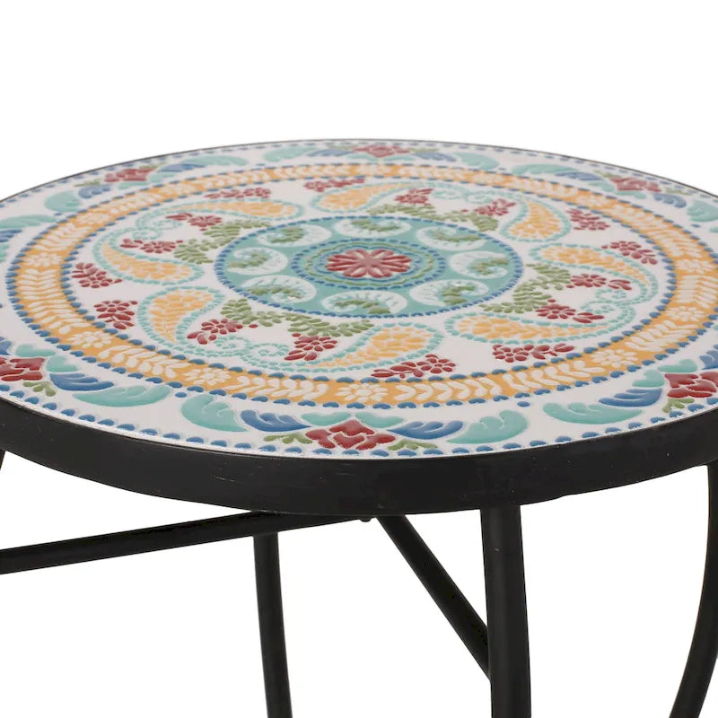 Table d'appoint d'intérieur avec plateau en carrelage