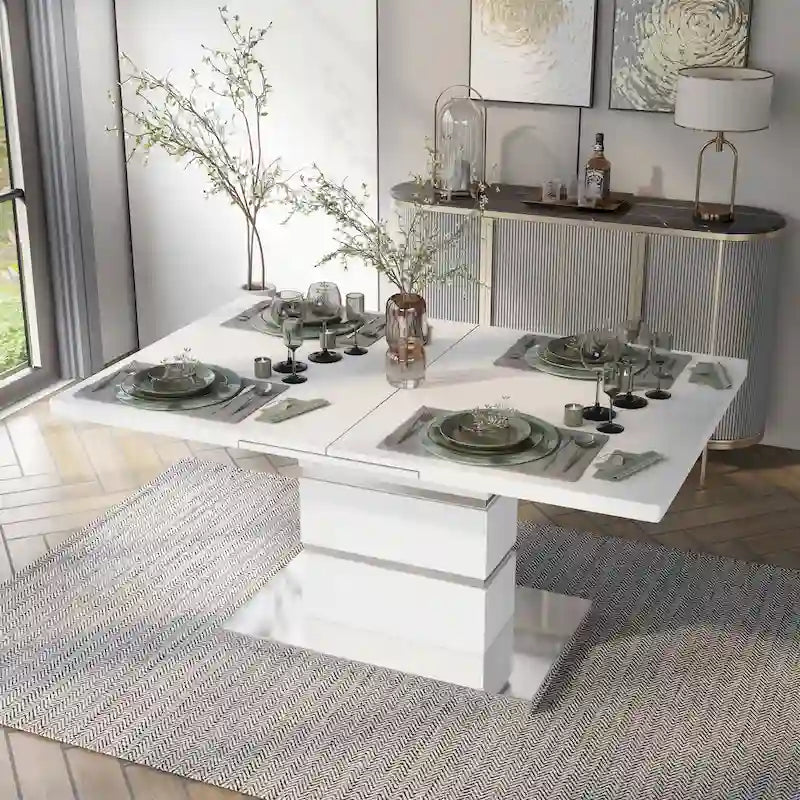 Table à manger extensible en bois blanc de 78 pouces