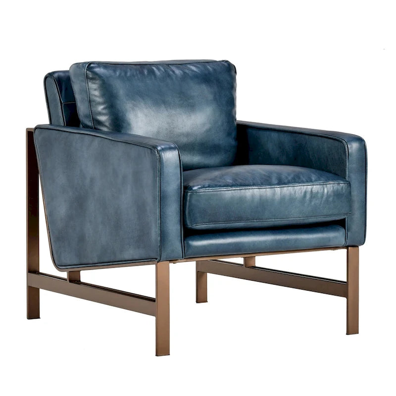 Fauteuil club en cuir, coussin d'assise amovible
