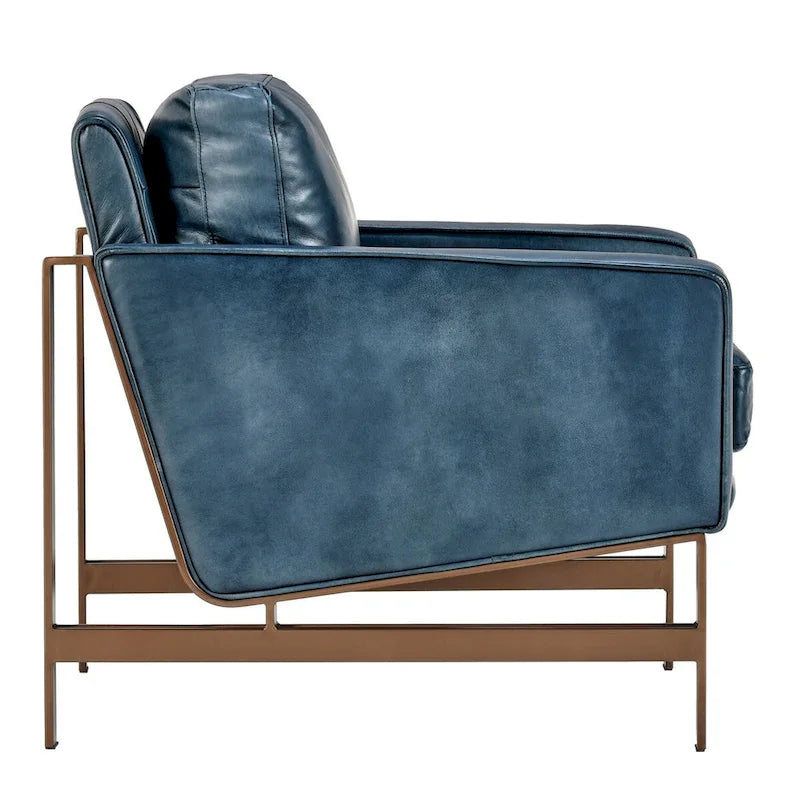 Fauteuil club en cuir, coussin d'assise amovible