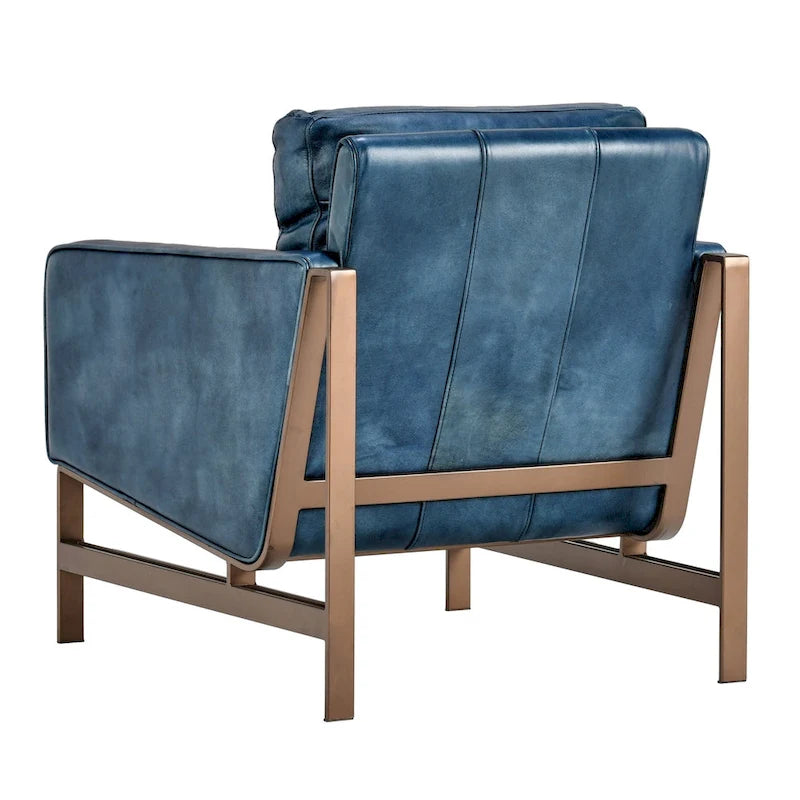 Fauteuil club en cuir, coussin d'assise amovible