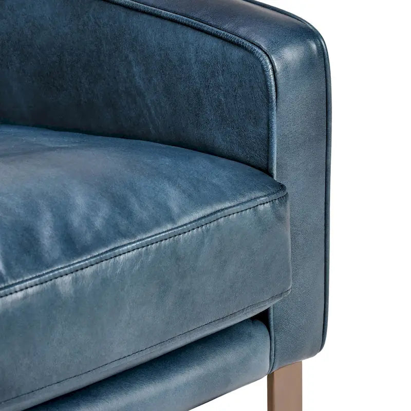 Fauteuil club en cuir, coussin d'assise amovible