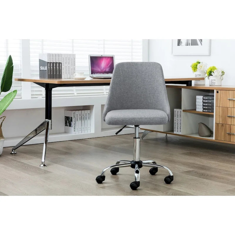 Chaise de bureau en tissu avec piètement chromé
