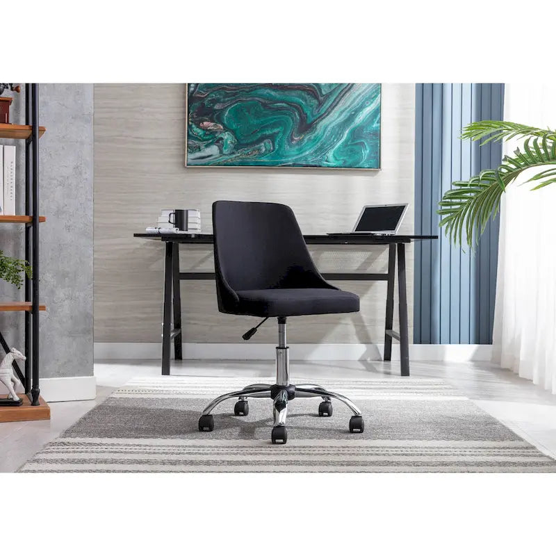 Chaise de bureau en tissu avec piètement chromé