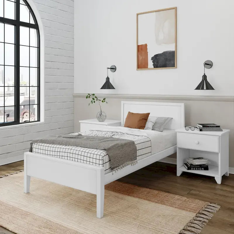 Plank and Beam Twin-Size Bed with Panel Headboard