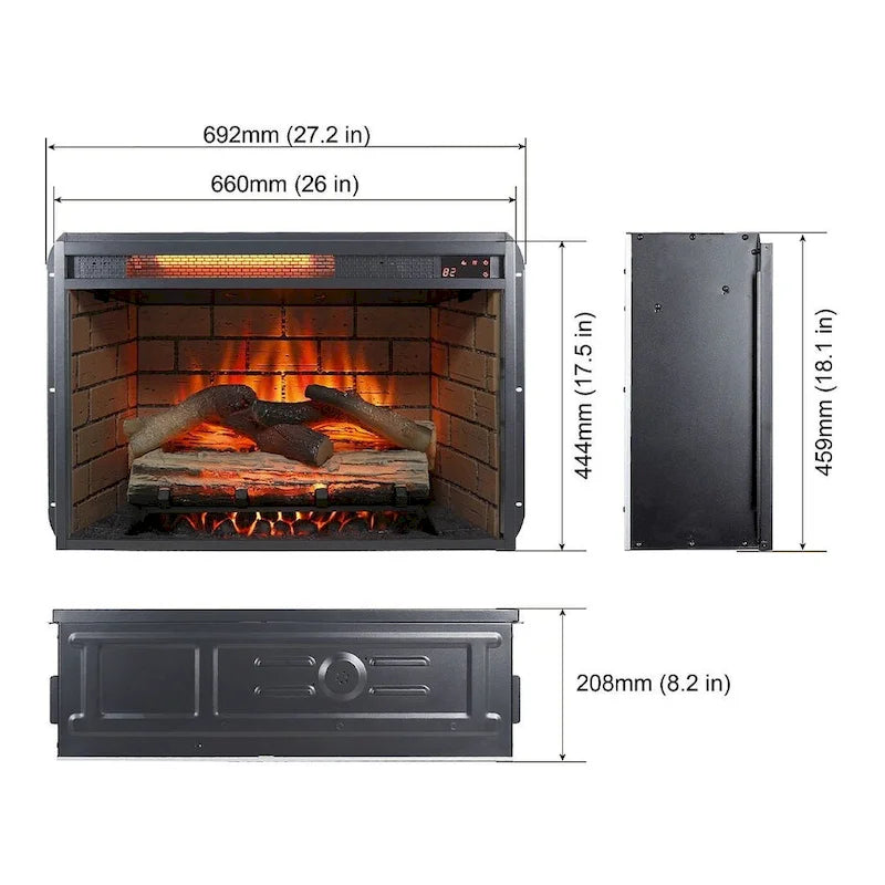 Meuble TV de 152 cm pour téléviseurs jusqu'à 178 cm avec cheminée électrique