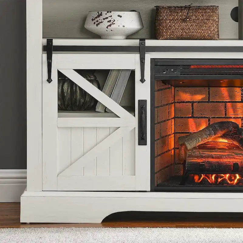 Meuble TV de 152 cm pour téléviseurs jusqu'à 178 cm avec cheminée électrique
