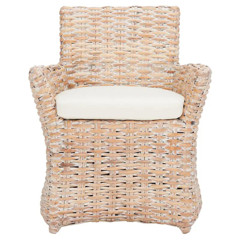 Fauteuil en osier gris délavé
