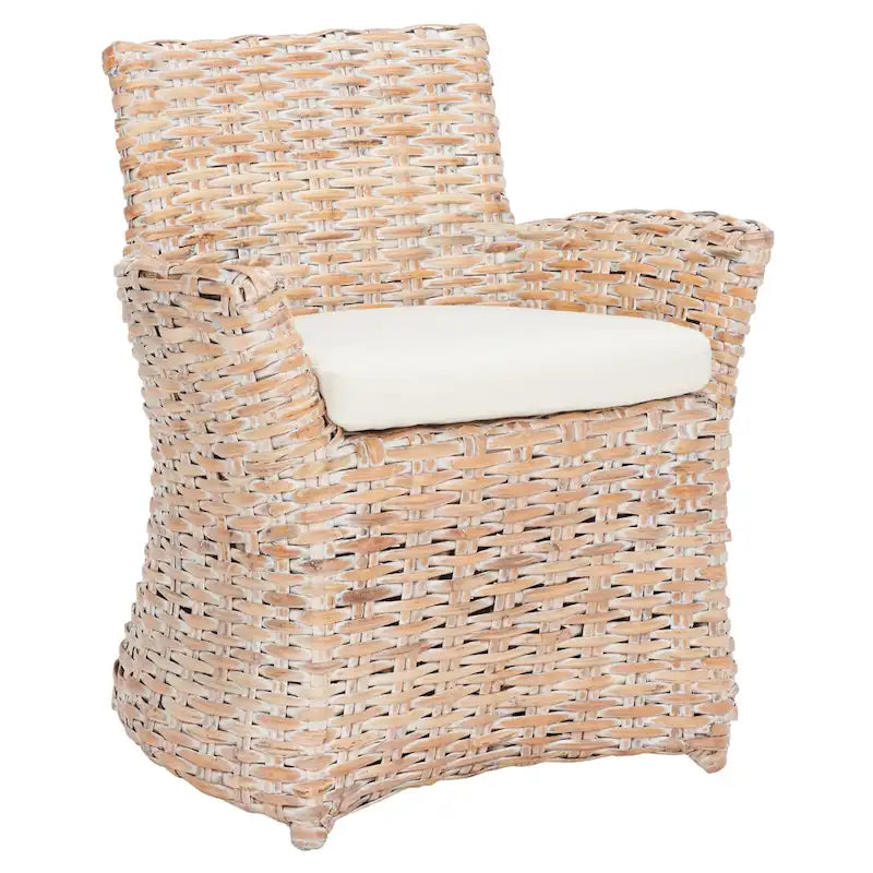 Fauteuil en osier gris délavé