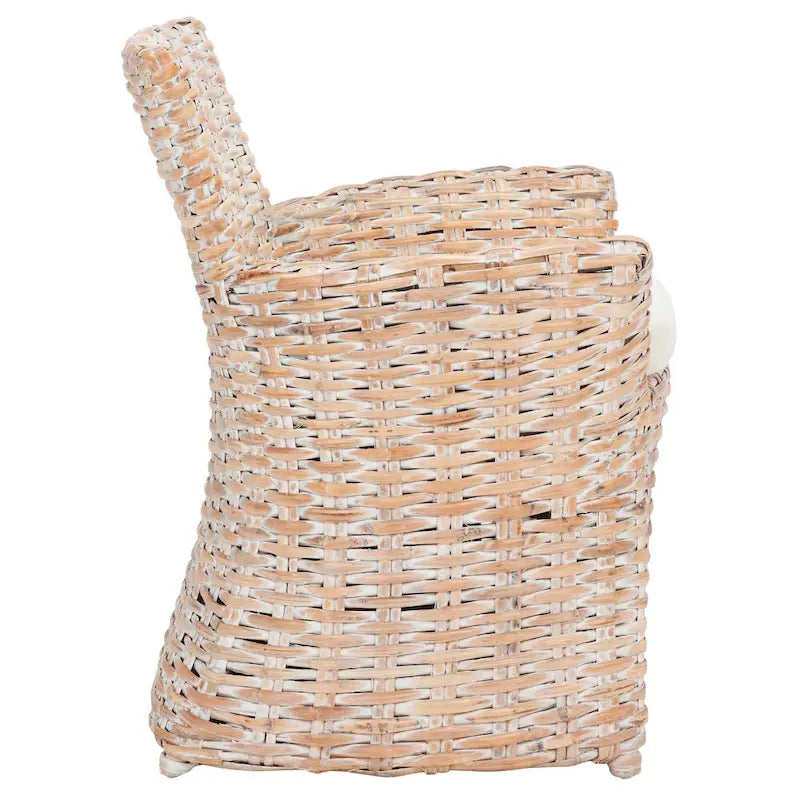 Fauteuil en osier gris délavé
