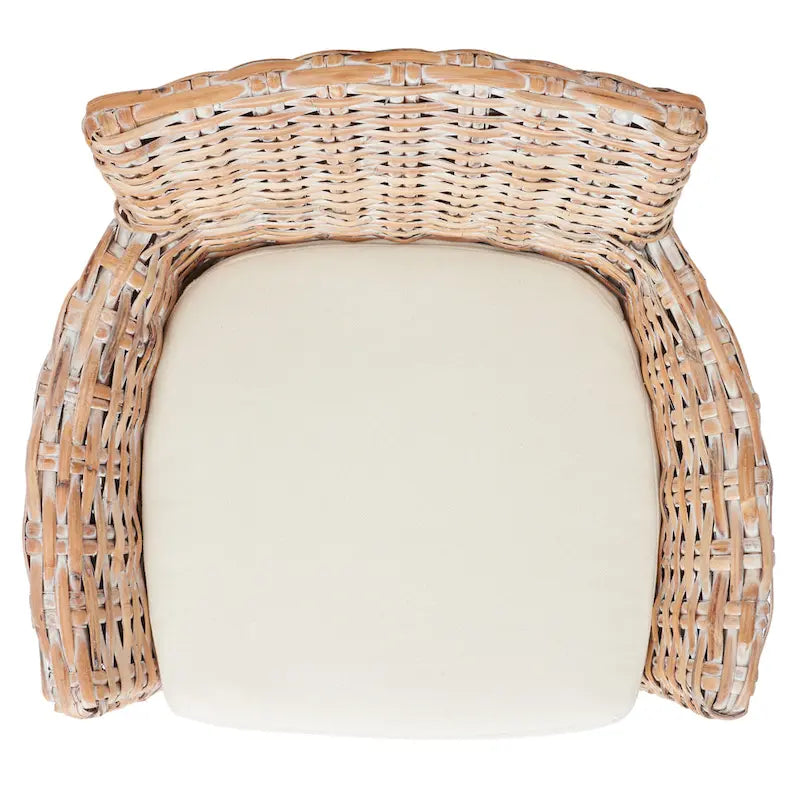 Fauteuil en osier gris délavé