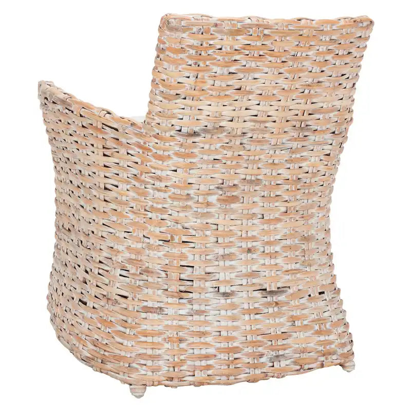 Fauteuil en osier gris délavé