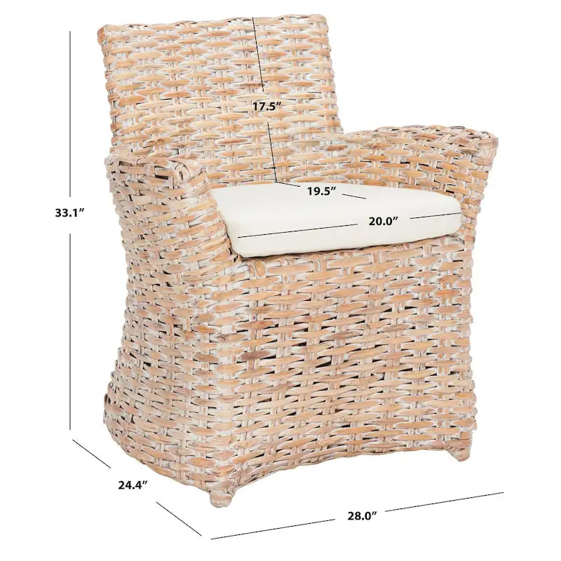 Fauteuil en osier gris délavé