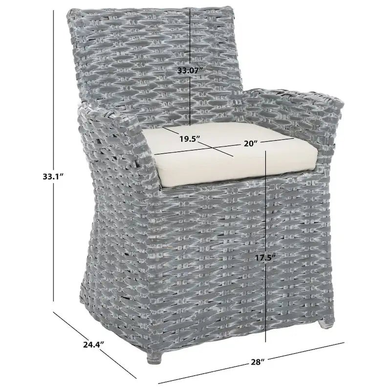 Fauteuil en osier gris délavé