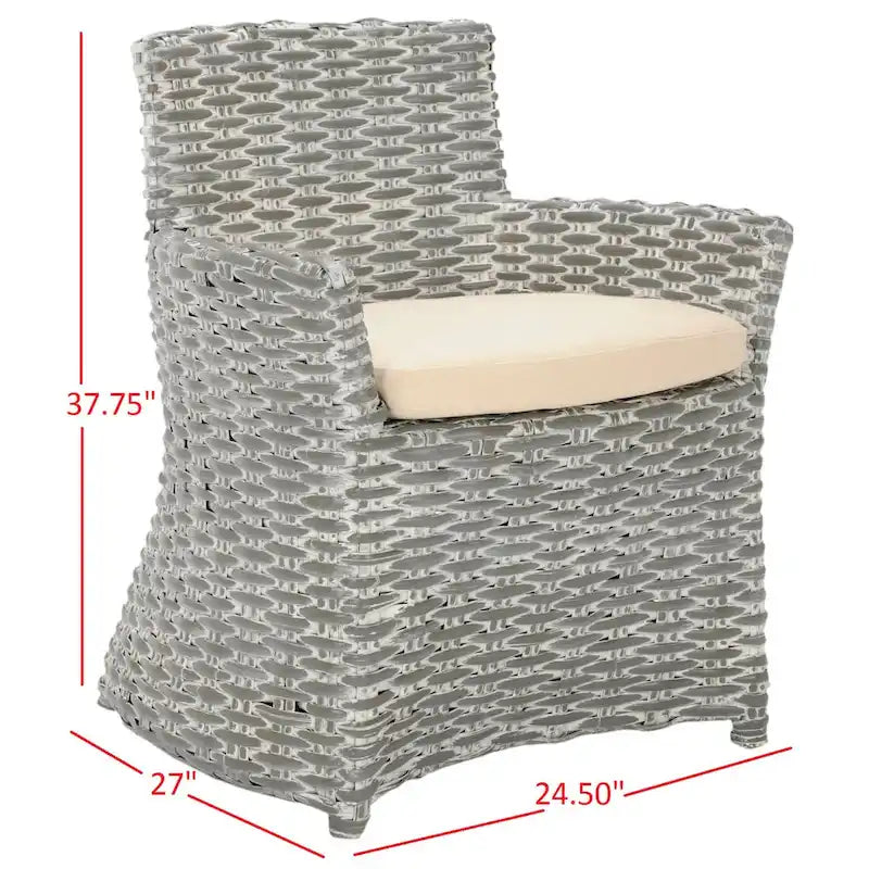 Fauteuil en osier gris délavé