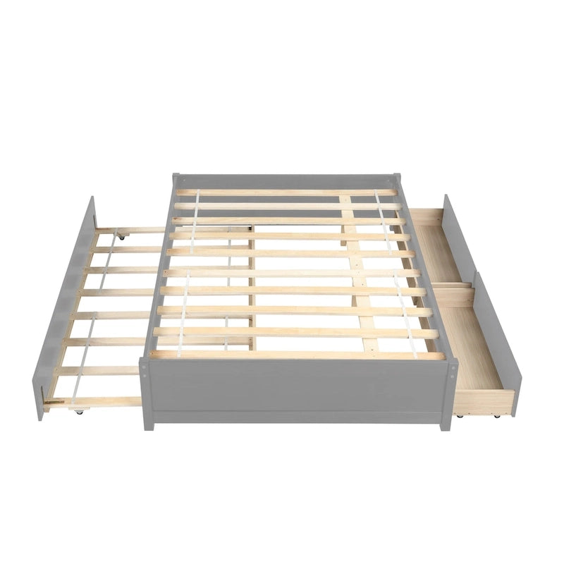 Lit double avec deux tiroirs
