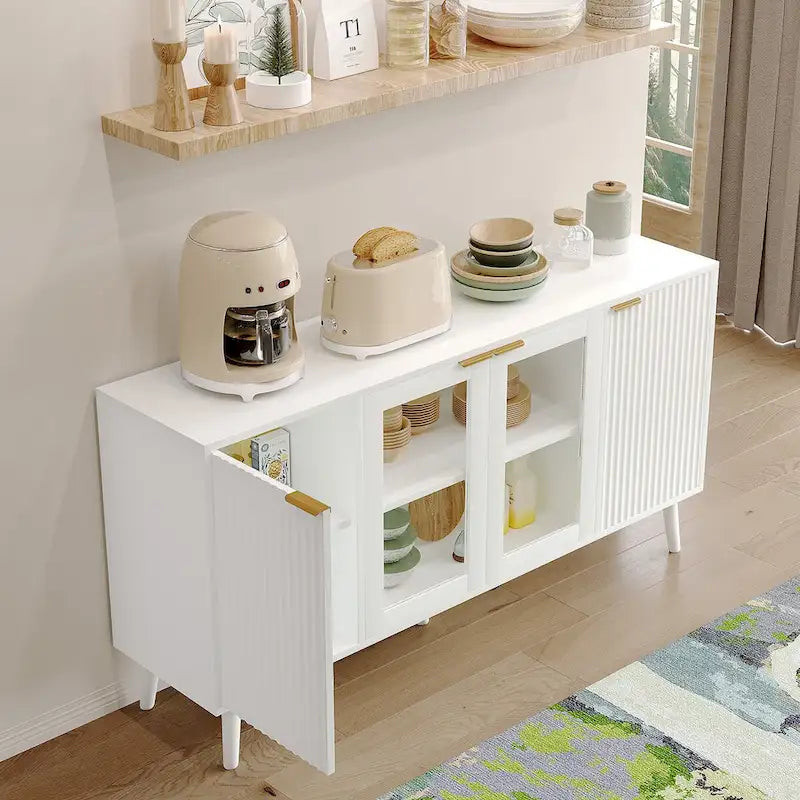 Dessertes de cuisine avec portes vitrées