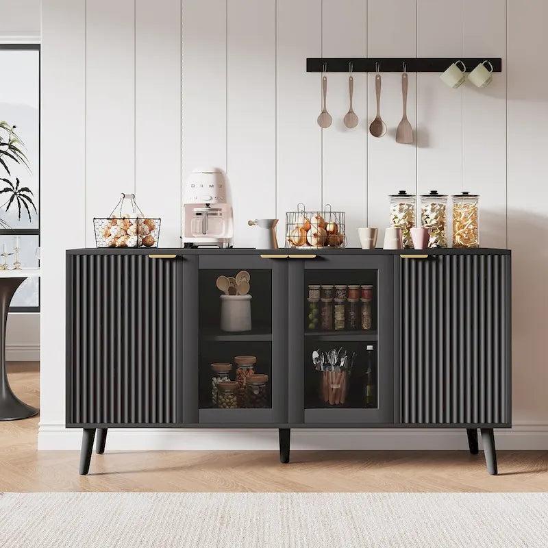 Dessertes de cuisine avec portes vitrées