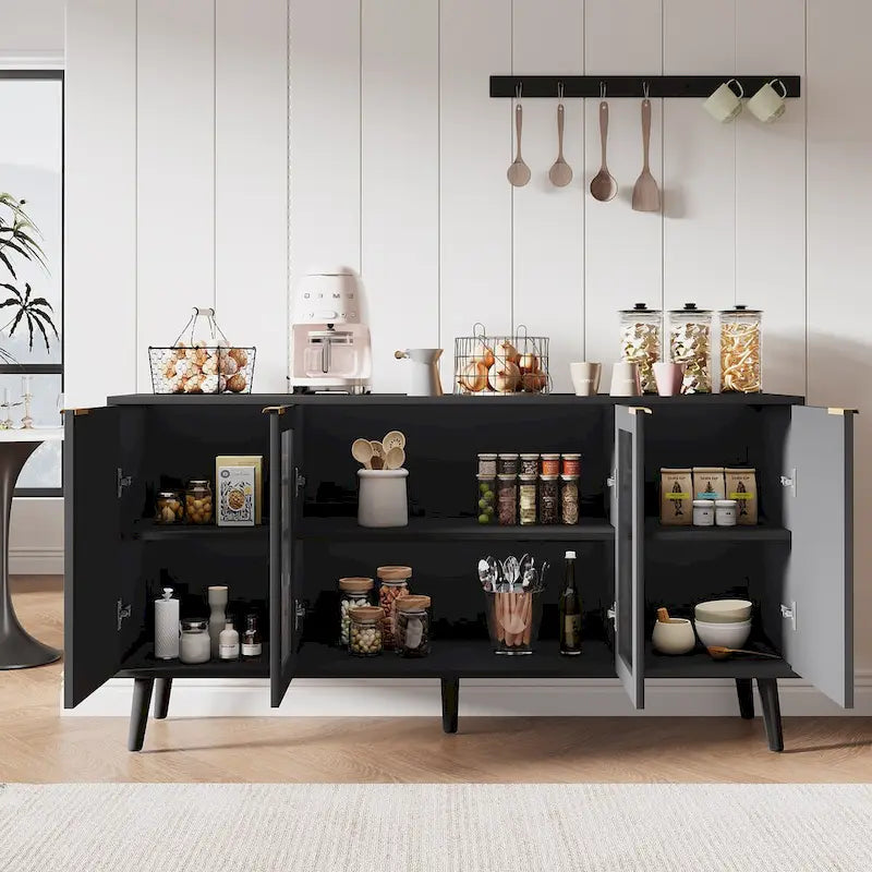 Dessertes de cuisine avec portes vitrées