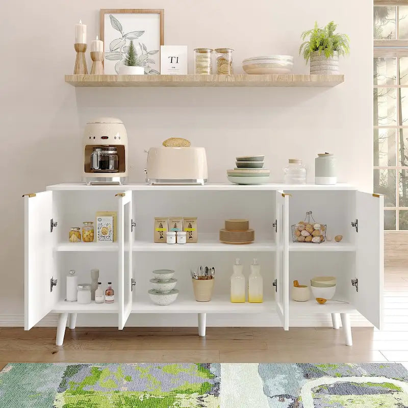 Dessertes de cuisine avec portes vitrées