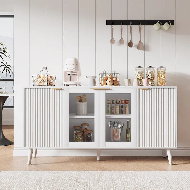 Dessertes de cuisine avec portes vitrées