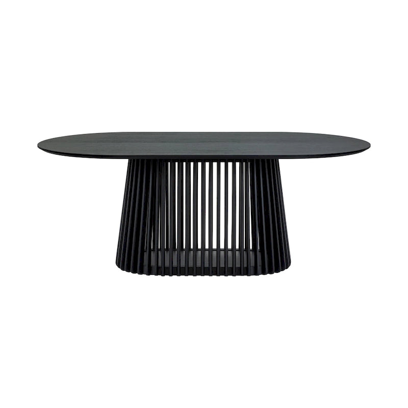 Table à manger ovale en bois massif avec piètement à lattes