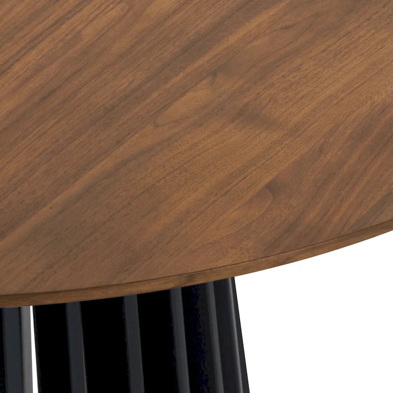 Table à manger ovale en bois massif avec piètement à lattes