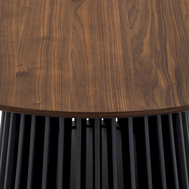 Table à manger ovale en bois massif avec piètement à lattes