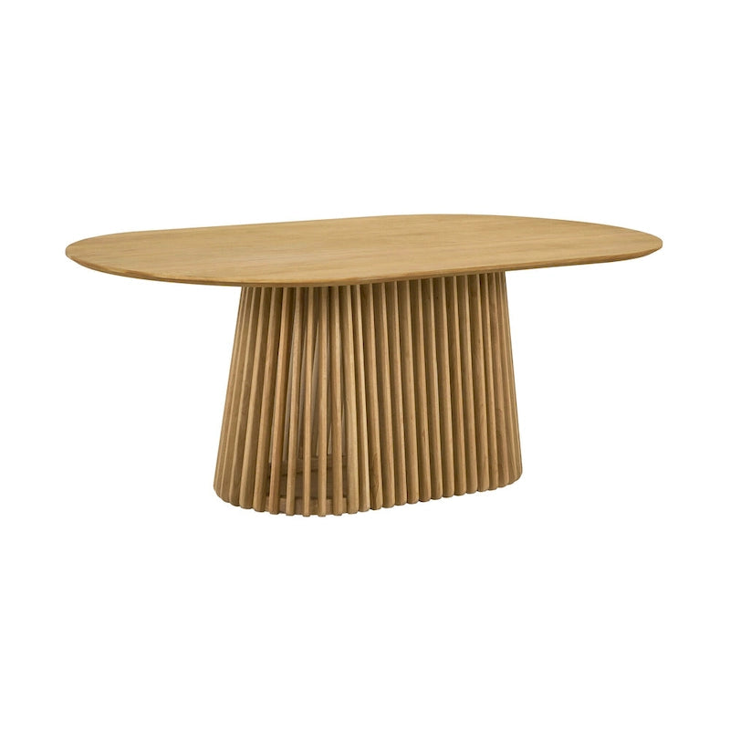 Table à manger ovale en bois massif avec piètement à lattes