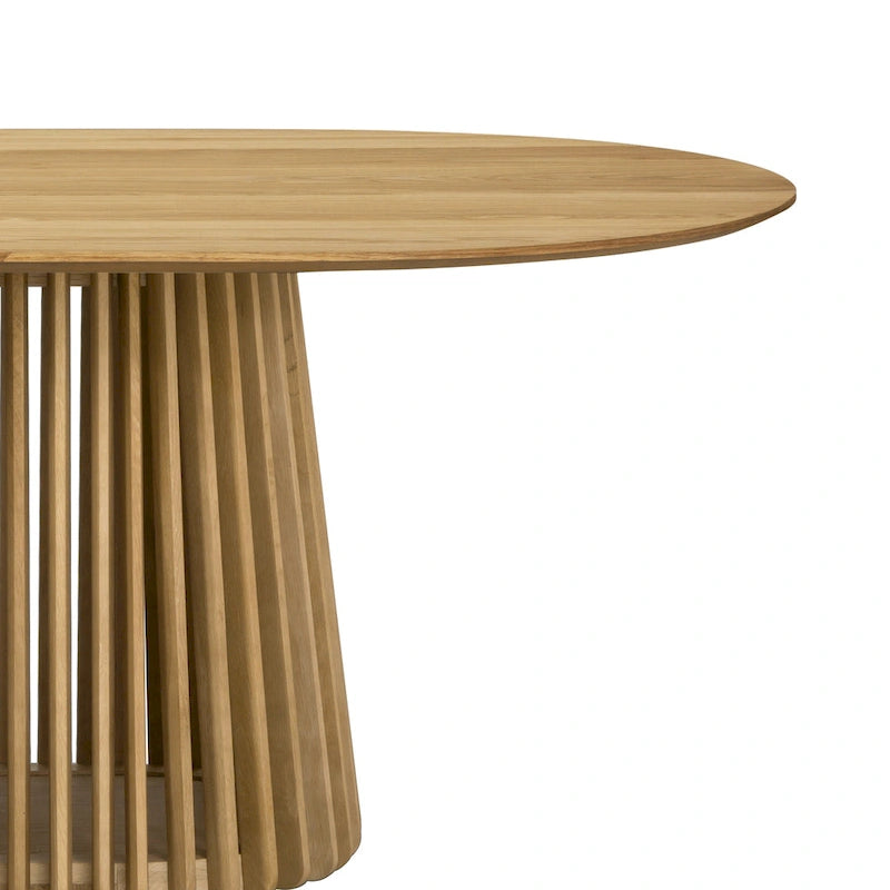 Table à manger ovale en bois massif avec piètement à lattes