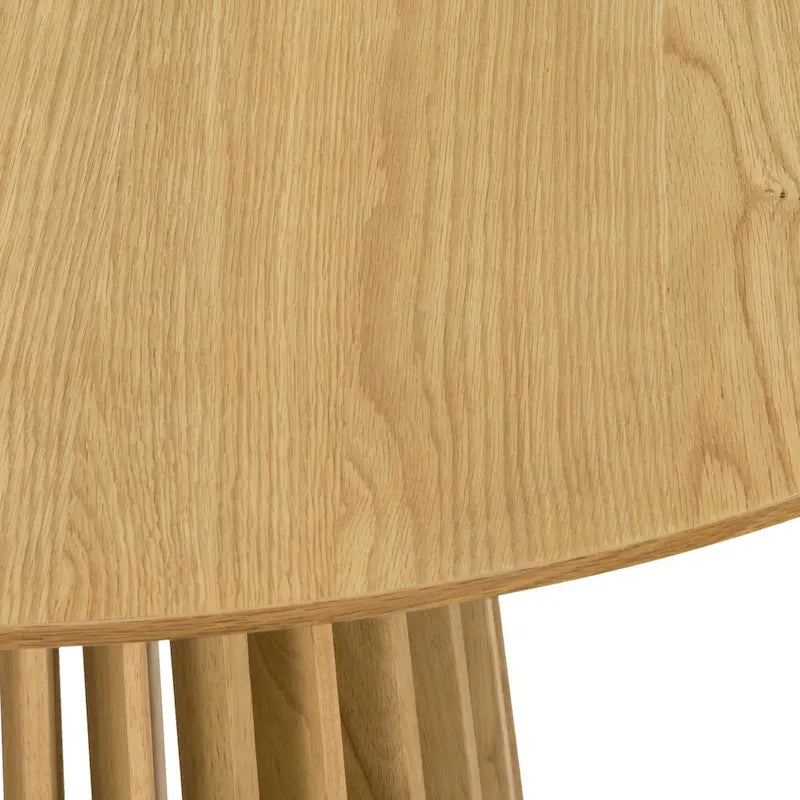 Table à manger ovale en bois massif avec piètement à lattes