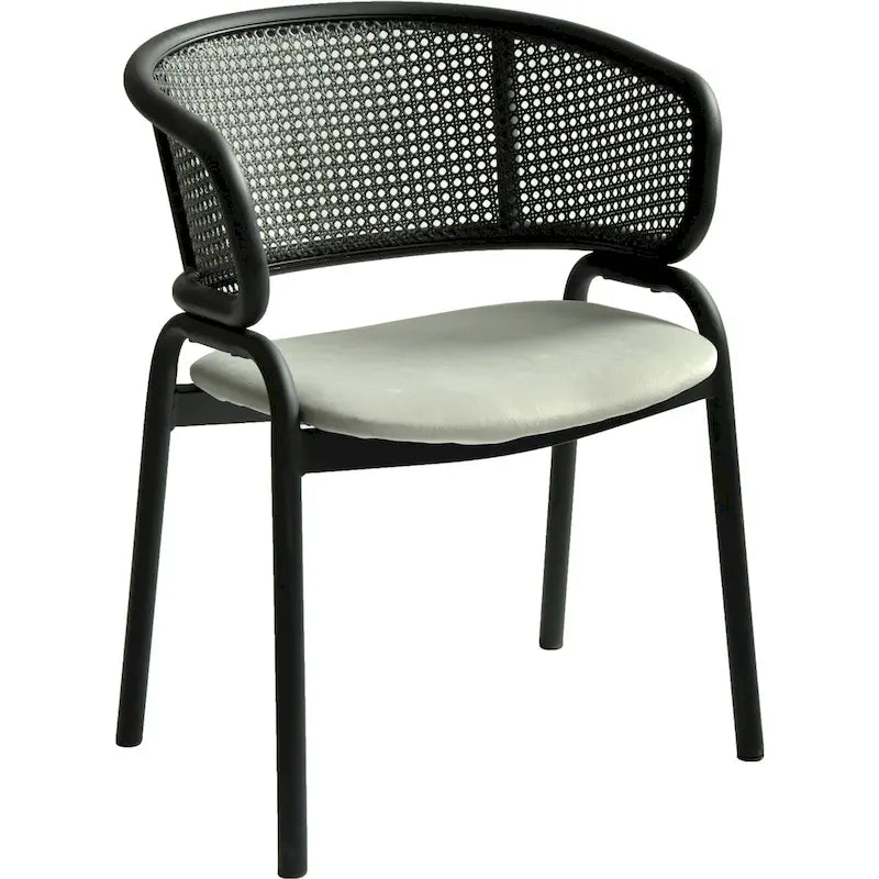 Chaise de salle à manger moderne capitonnée avec fauteuil confortable et pieds en fer noir