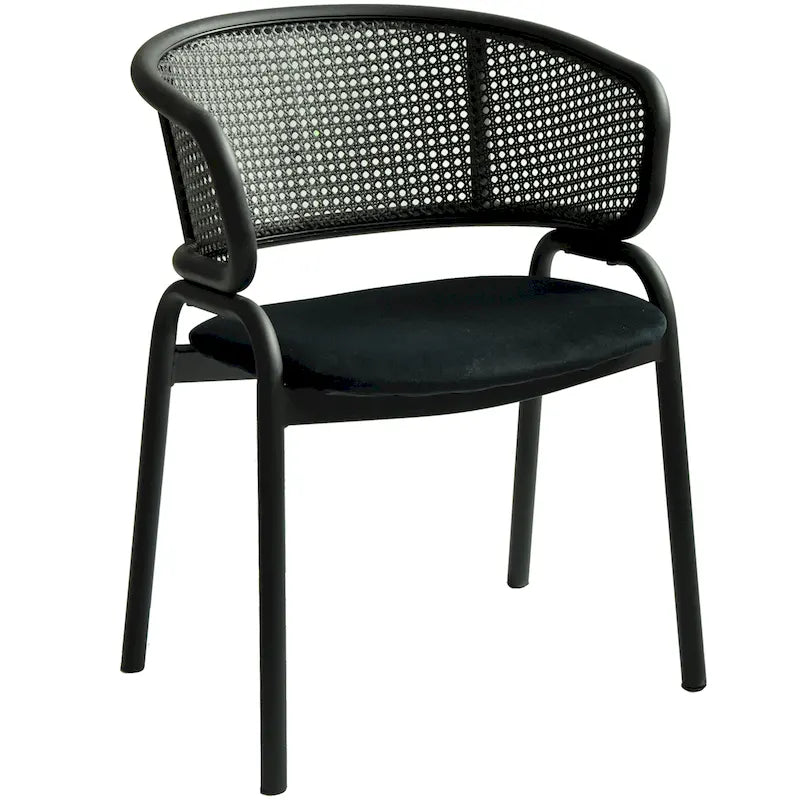 Chaise de salle à manger moderne capitonnée avec fauteuil confortable et pieds en fer noir