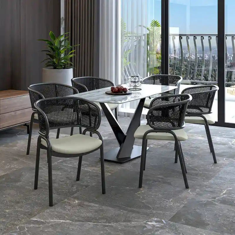 Ervilla Modern Upholstered Dining Chair with Cozy Armchair and Black Iron Legs for Dining Room Kitchen Patio