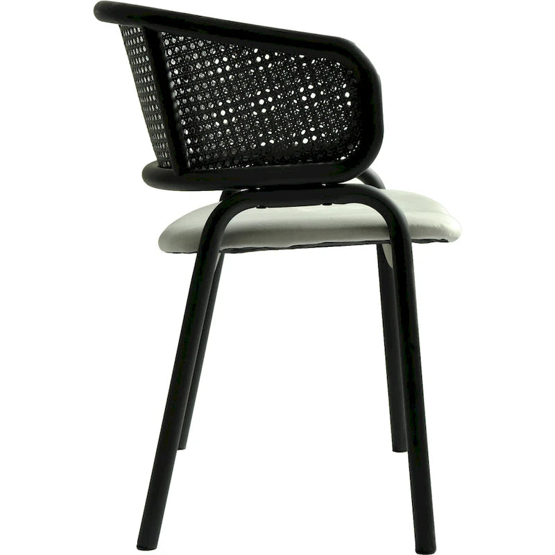 Chaise de salle à manger moderne capitonnée avec fauteuil confortable et pieds en fer noir
